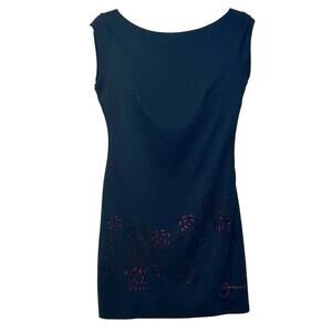 DESIGUAL Black Laser-Cut Floral Sleeveless Dress Medium